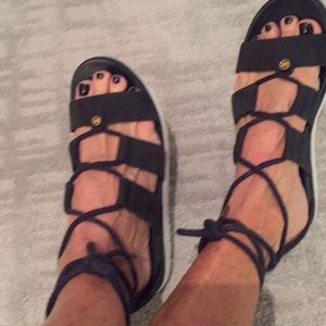 Michael Kors Navy Suede Sandal